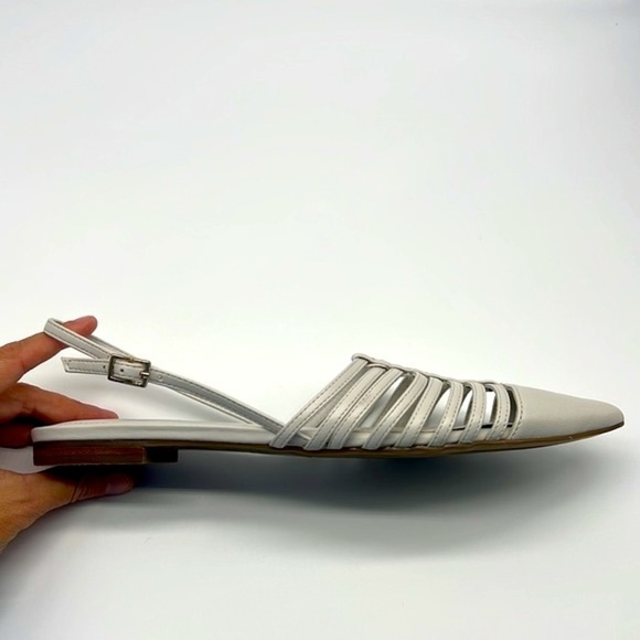 Marc Fisher - Abra  Leather Fisherman White / Gray Closed Toe Flats Size 8 - Picture 5 of 14